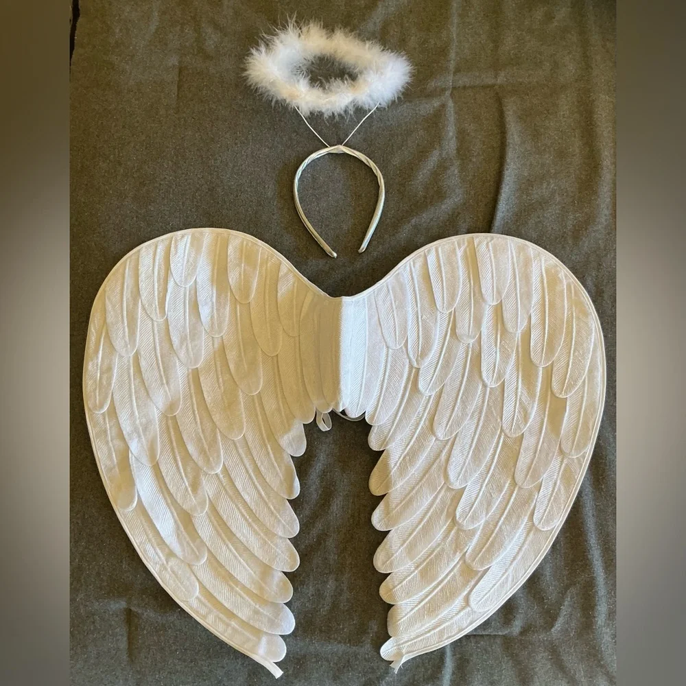 Spirit White Feather Angel Wings with Halo Headband - Picture 2 of 2